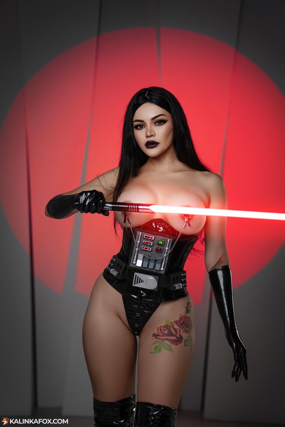 KalinkaFox Dons Darth Vader Helmet for Star Wars Cosplay
