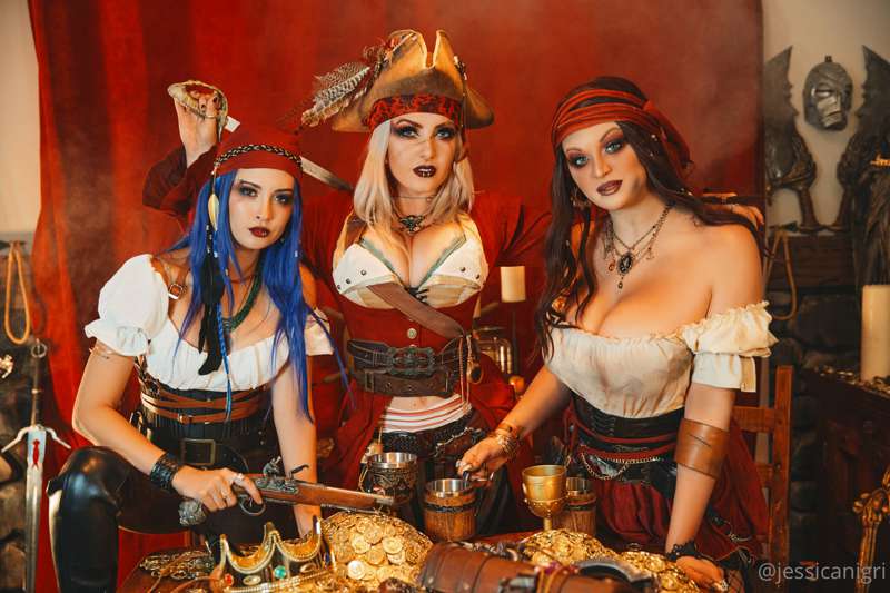 Jessica Nigri Cosplay Crew Group Play with Lewdoart &amp; Daniel Ledenicol