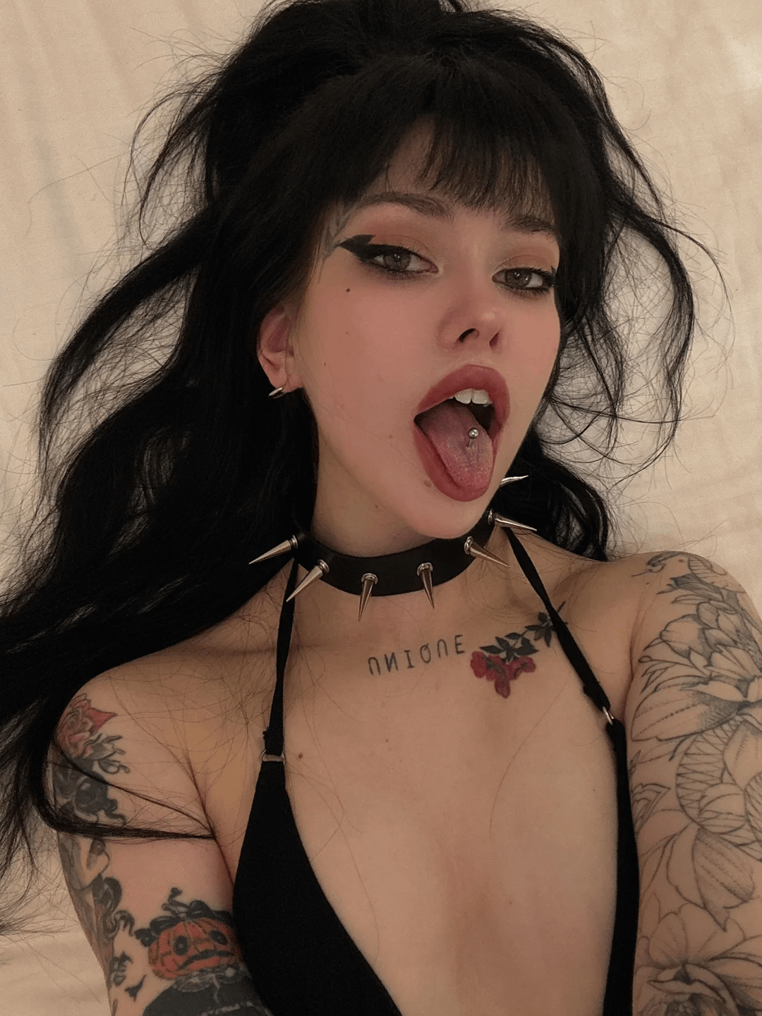 Goth Geek Goddess in Black Leather