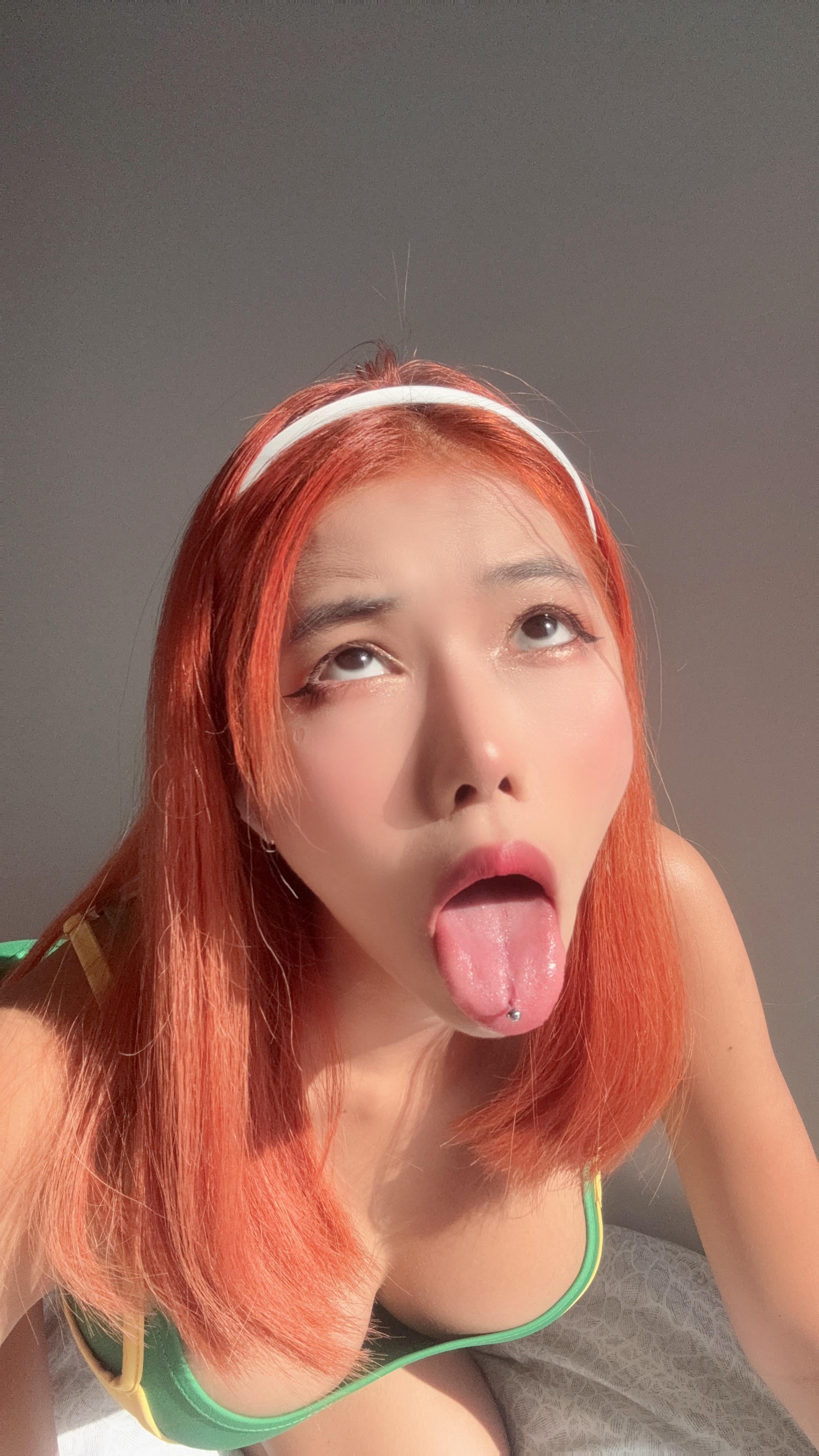 Sultry Cosplay Ahegao Girl Licks Tongue