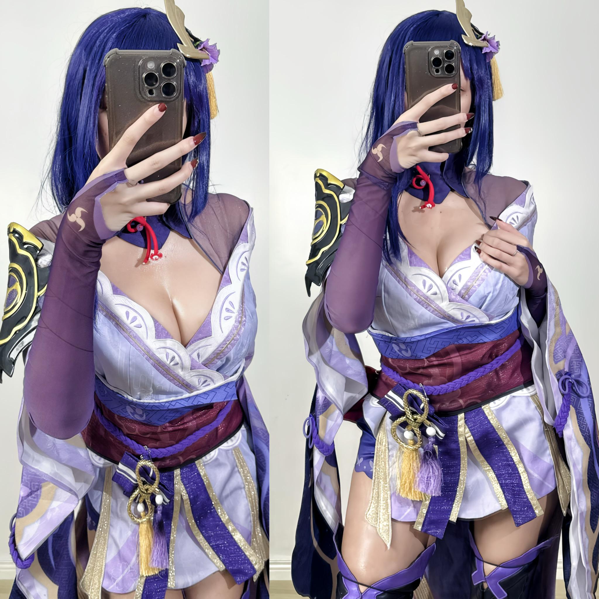 Raiden Shogun Genshin Impact Cosplay Turns Lewd in Gamer Girl Porn by Arik