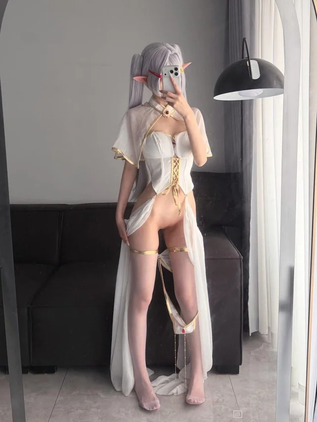 Frieren cosplay babe strips down for a filthy elf fantasy session