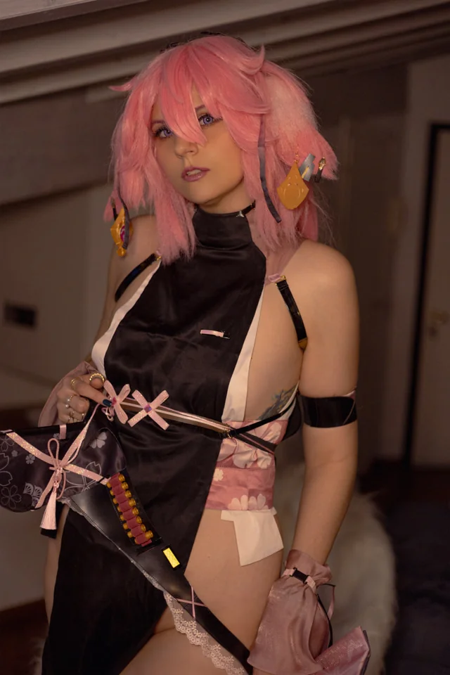 Yae Miko Operator Cosplay Sex from Genshin Impact by Lallupyon