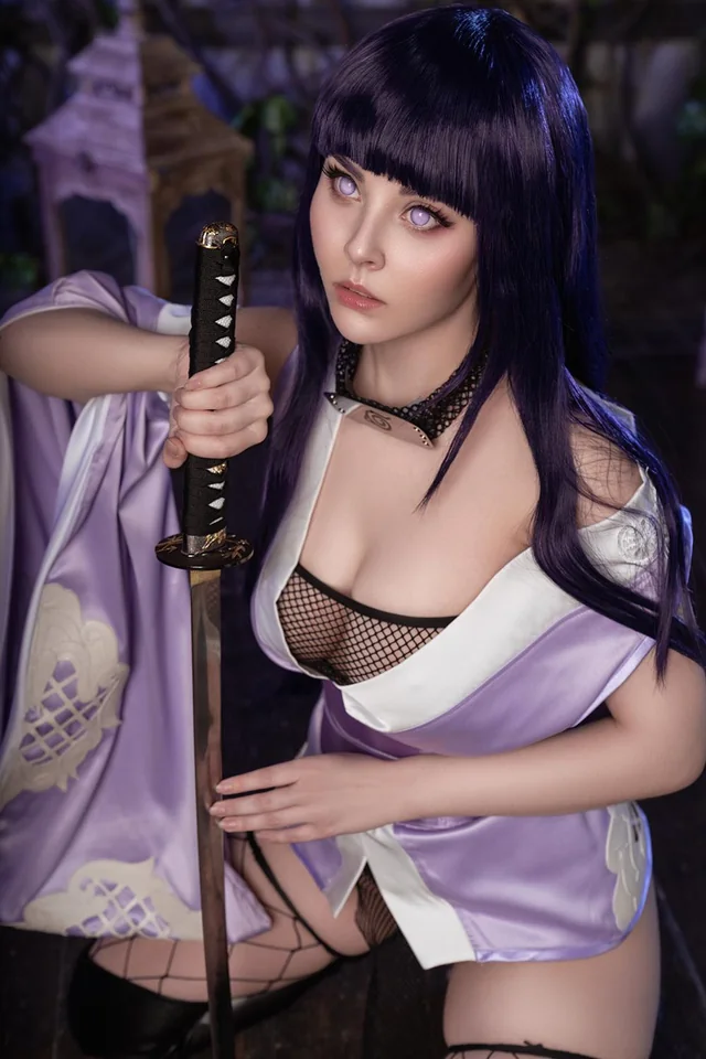 Hinata cosplay nerdy BBW strips down for filthy fantasy roleplay