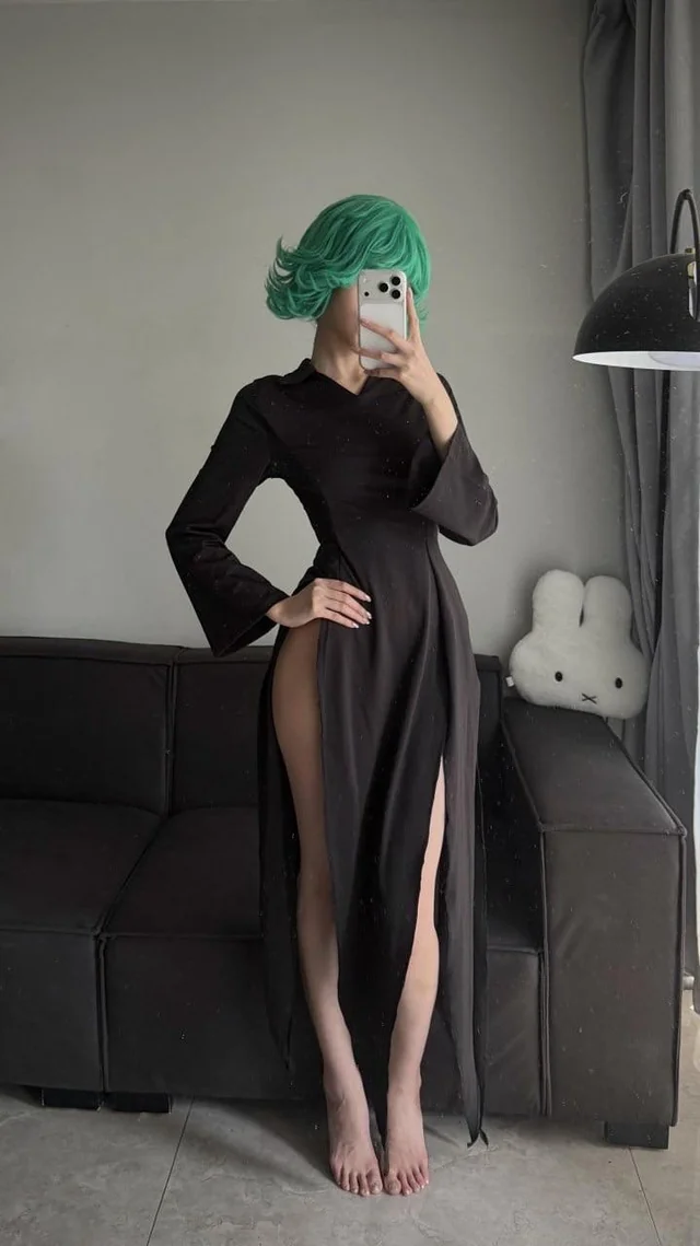 Tatsumaki One Punch Man cosplay nude with petite nerd glasses