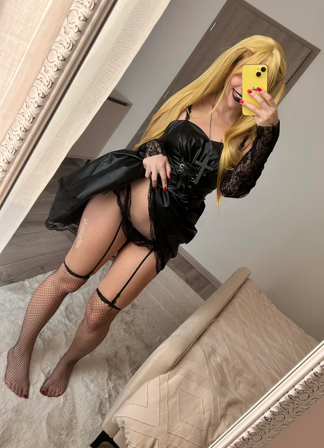 Misa Amane cosplay striptease by maplemistyx in Death Note lingerie