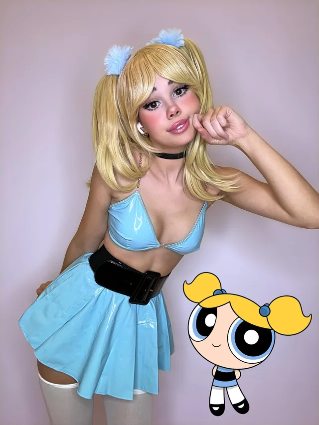 Bubbles Powerpuff Girls cosplay slut Lucycosplay strips for nerd fetish fans