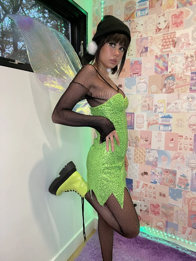 Tinker Bell cosplay sex with lucycosplay in sheer fairy wings and thigh-highs