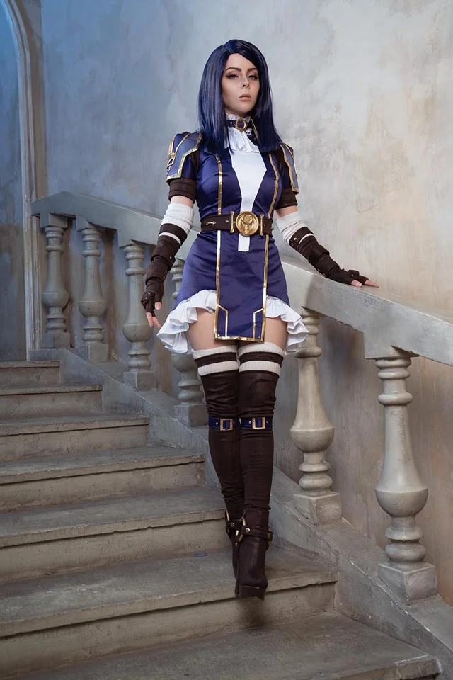 HellyValentine’s slutty Caitlyn cosplay strips for League of Legends fans
