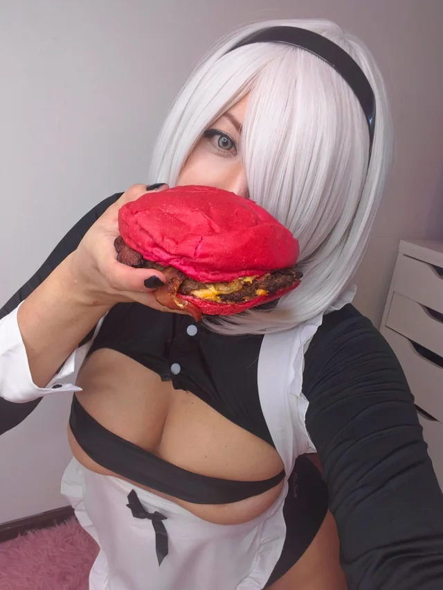 2B Maid Cosplay Blowjob Tease – Nier Automata Dinner Service