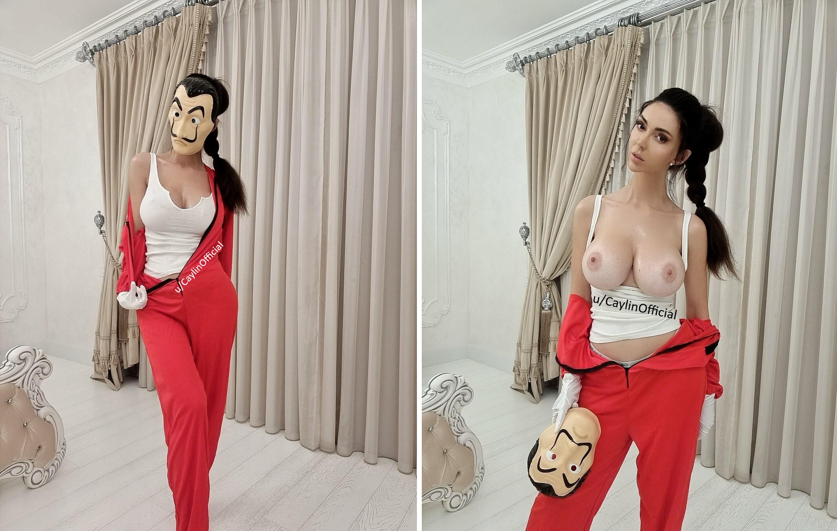 Nairobi La Casa de Papel cosplay sex with Caylinlive’s geeky glasses tease