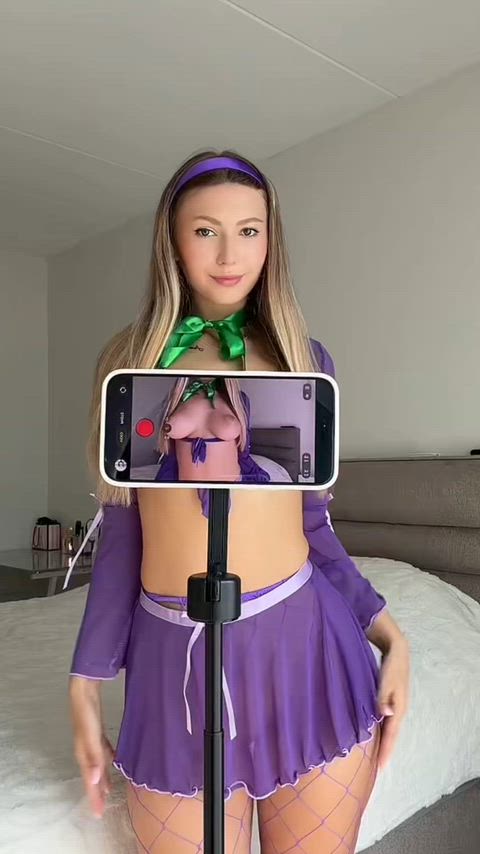 Daphne cosplay slut CherrRyMoon__ strips and rides in tabletop RPG porn