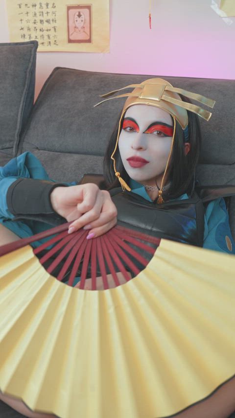 Suki Avatar cosplay redhead strips and rides in nerdy homemade video