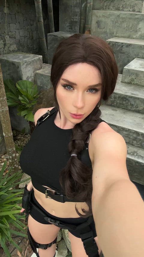 Sweetie Fox as Lara Croft Tomb Raider cosplay sex in glasses