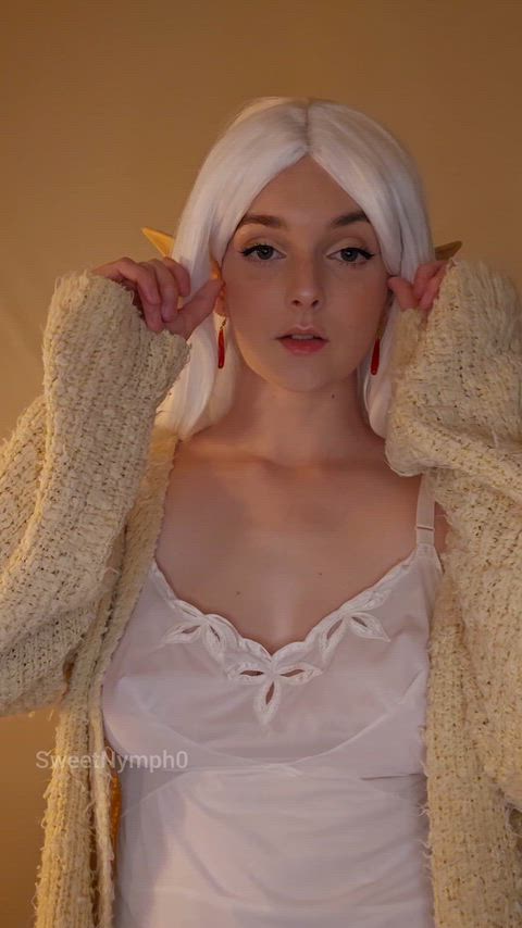 Sweet Nymph’s Frieren cosplay striptease with glasses and slow tease
