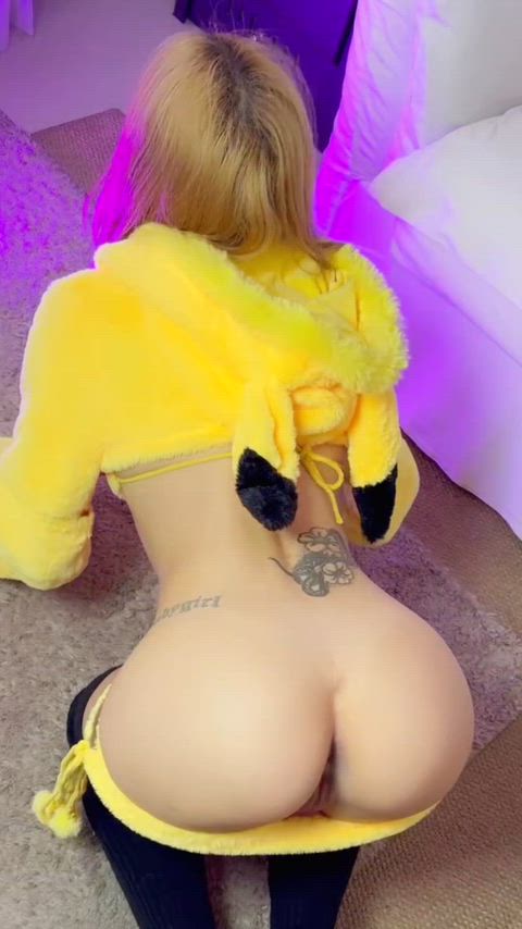 Pikachu Cosplay Slut Begs for Hard Doggystyle Pounding