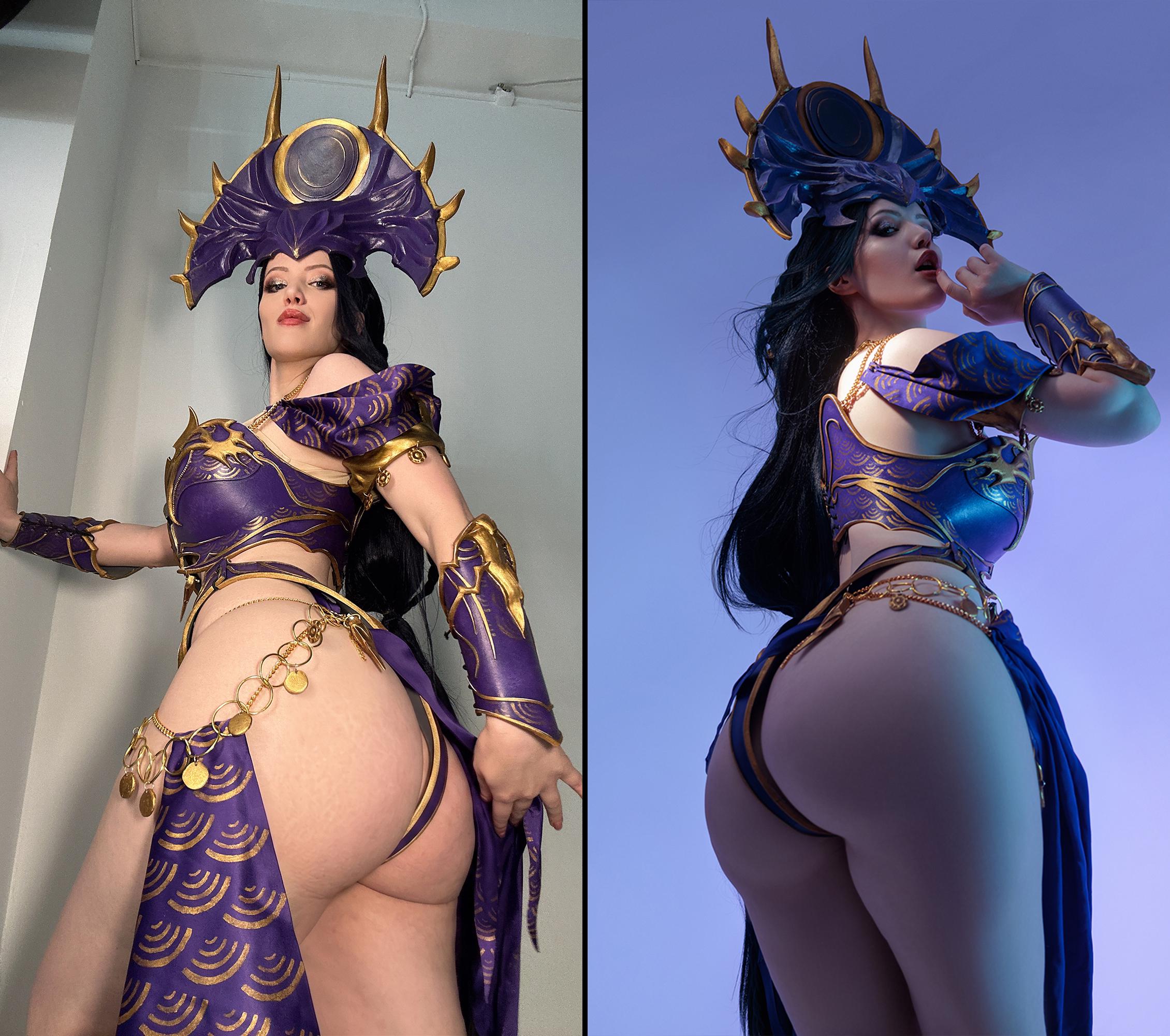 Backstage and Result Image of my Shar cosplay (Lada Lyumos) [Baldur’s Gate 3]
